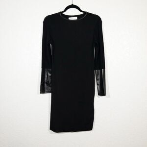 Harrison Hollis Black‎ Faux Leather Insert Mini Dress Size Small